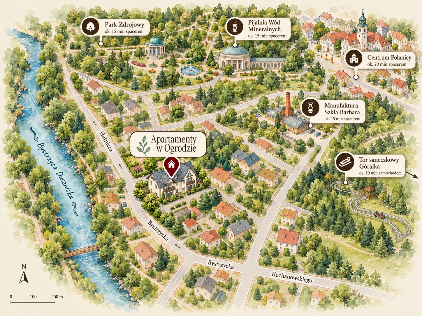 Mapa Apartamentów w Ogrodzie w Polanicy-Zdroju